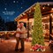 Slim 12 Ft Artificial Pre-Lit Xmas Tree with 2840 Branch Tips and 1000 LED Lights Foldable Metal Base